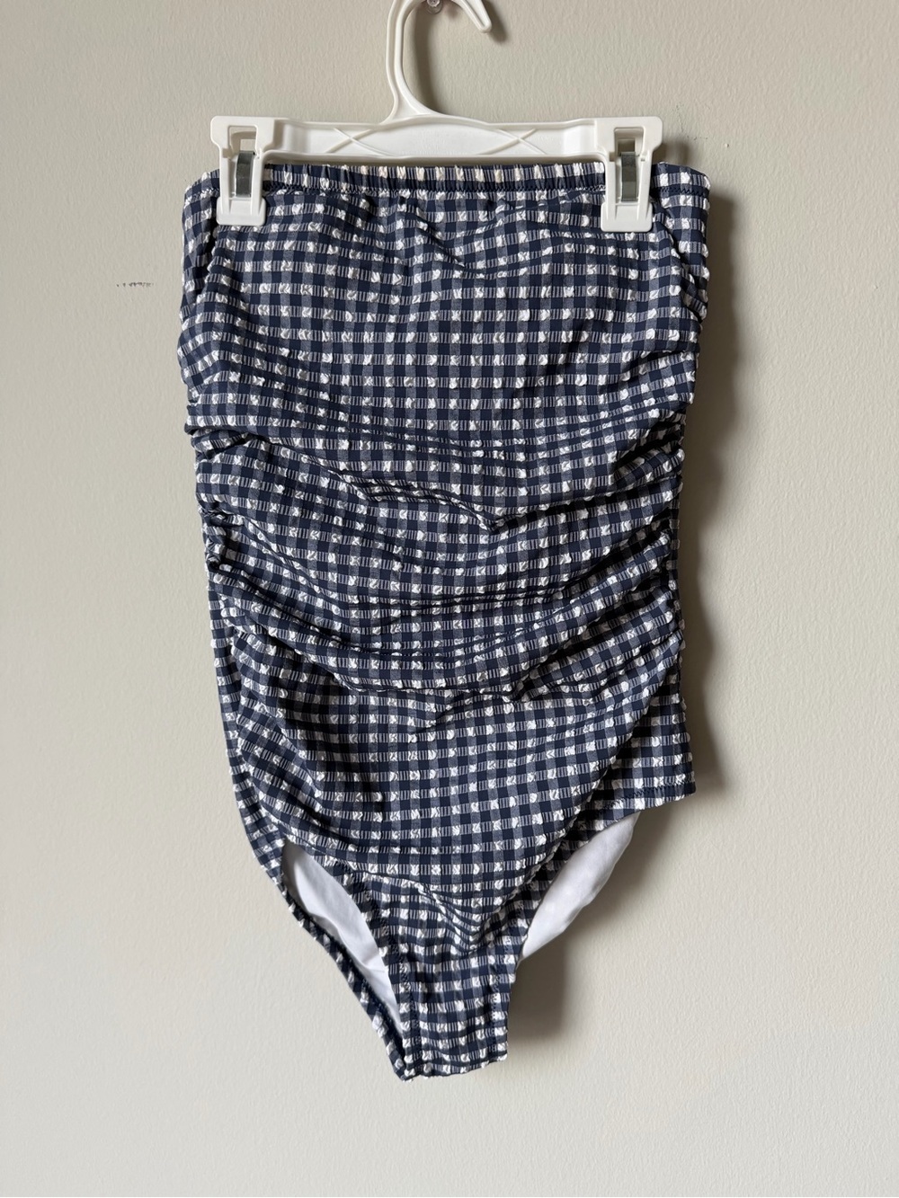 J. Crew Navy and White Gingham Swimsuit